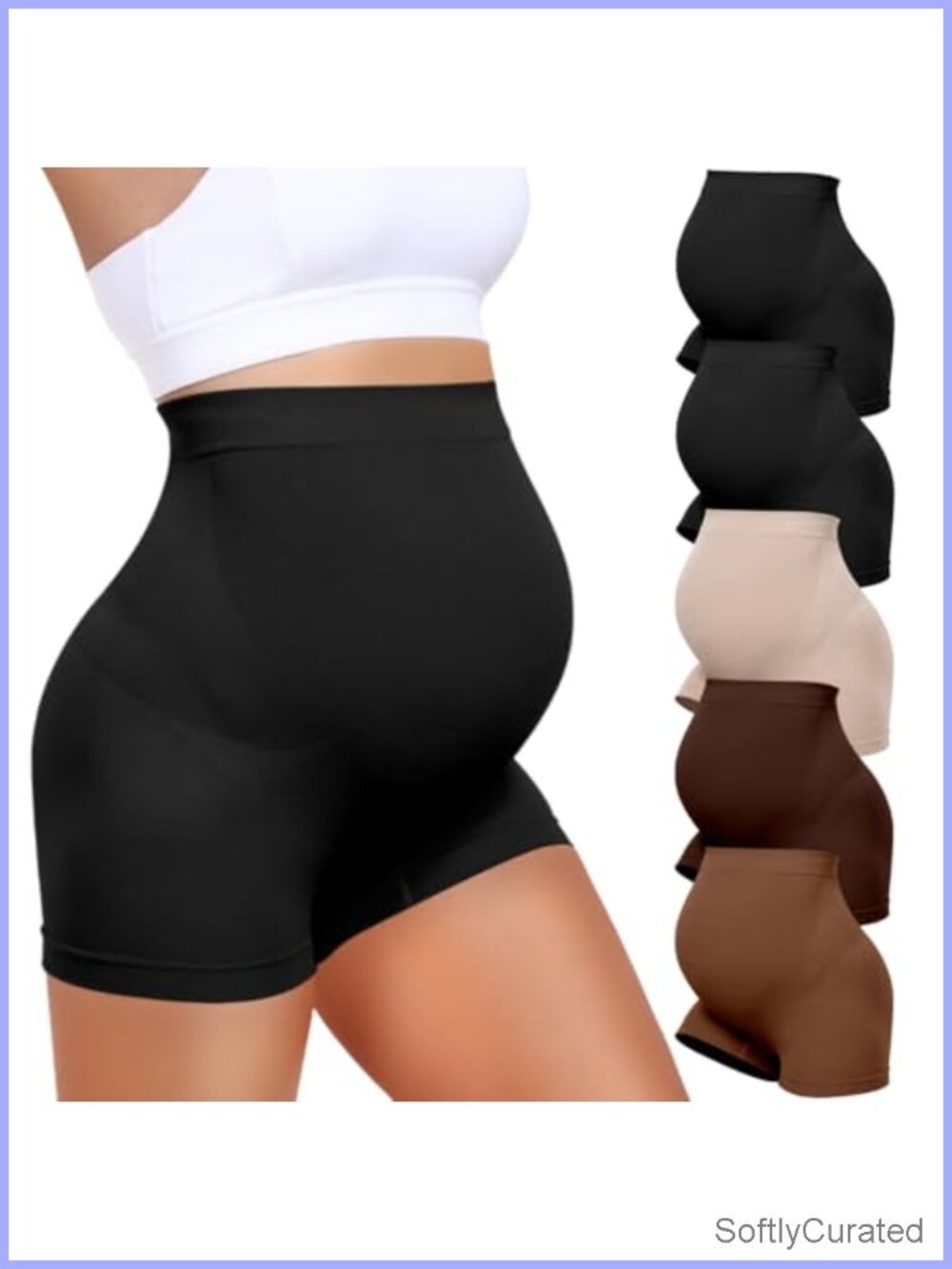 Seamless Maternity Boyshorts 5 Pack Nylon Spandex Over Bump Support Shapewear